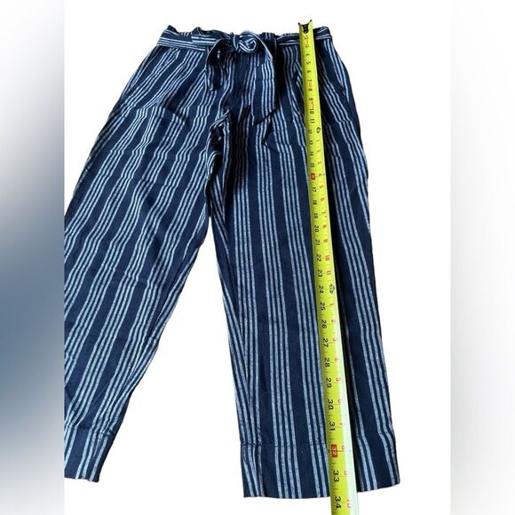 Loft 2 Piece Linen Jumpsuit Pinstriped Navy and White Womens Size 4P NWT - Picture 12 of 15